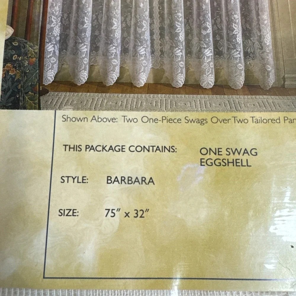 Floral Vine One Swag Eggshell style Barbara Scalloped Lace 75x32 inches